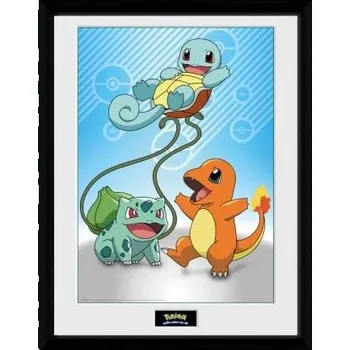 Zarámovaný plakát Pokémon - Kanto Starters