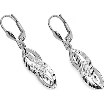 Náušnice Náušnice se zdobenými liniemi a zirkony v bílém zlatě IZ24790A + dárkové balení LUXUS zdarma