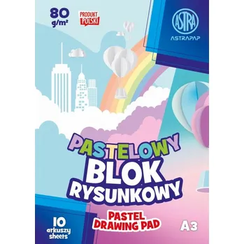 Výtvarný papír ASTRAPAP Pastelové barevné papíry A3, 10 listů, 80g/m2, 106022002