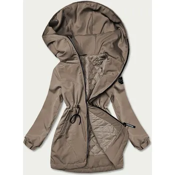 Béžová dámská bunda parka s kapucí (B8121-12) odstíny béžové XXL (44)