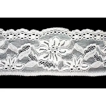 Stuha Krajka elastická bílá 73323 74 mm - Bílá, 74 mm