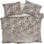 SCANquilt povlečení SATÉN DESIGN dark leaves hnědá 140 x 200/70 x 90 cm