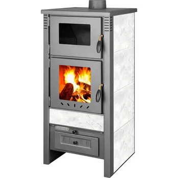 Krbová kamna Strend Pro Kamna Pro TAURUS Ceramic s pečící troubou, 12 kW | bílo-šedá