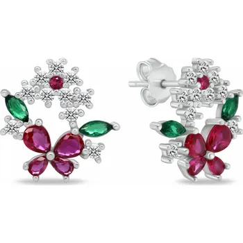 Náušnice Brilio Silver Originální stříbrné náušnice s barevnými zirkony EA1063WR + 2 měsíce na vrácení zboží