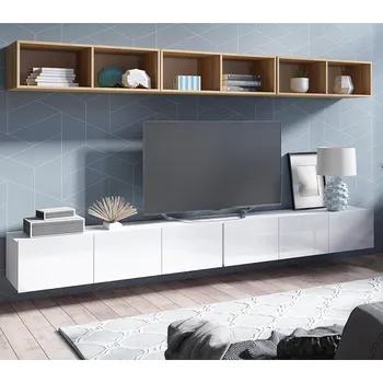 Obývací stěna Obývací stěna CALABRINI b | 300 cm | 5 dílů V | bílá lesk