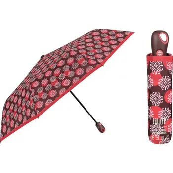 PERLETTI Dámský plnoautomatický deštník TECHNOLOGY Fiori/červená, 21723
