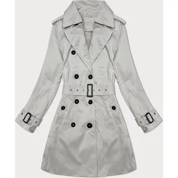 Dámský kabát Světle béžový klasický kabát trenčkot v délce do poloviny stehen (1806#-12) odstíny béžové S (36)