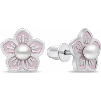 Náušnice Brilio Silver Stříbrné kytičkové náušnice s perlou EA1082WP + 2 měsíce na vrácení zboží