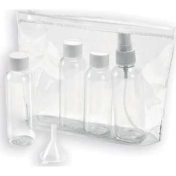 Plastové lahvičky do letadla s kosmetickou taškou 5 ks transparentní Plastové lahvičky do letadla s kosmetickou taškou 5 ks transparentní