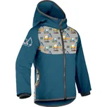 Unuo (ušito v ČR) Dětská softshellová bunda Unuo s fleecem petrolejová bagry