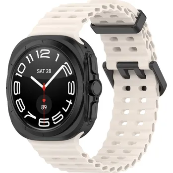 Příslušenství k chytrým hodinkám eses Silikonový dírkovaný řemínek pro Samsung Galaxy Watch Ultra 47 mm - Béžový