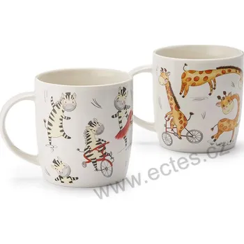 ChaCult LUPO & LALE porcelánový hrnek hravá africká zvířata: zebry a žirafy | 2-MIX 350ml
