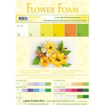 Flower Foam Speciální pěnová guma A4 - žluté barvy 6 ks