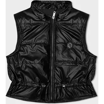 Dámská vesta Krátká černá dámská vesta s kulatým výstřihem S'West (B8178-1) odstíny černé XL (42)