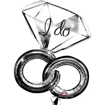 Balónek Fóliový balónek Svatební prsteny "I do", 76x69cm (zn. Anagram)