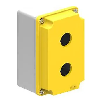 RC model auta LOVATO Electric LPZM2A5 prázdný kovový kryt ovládací skříně pro 2 ovladače, žluto/šedé provedení