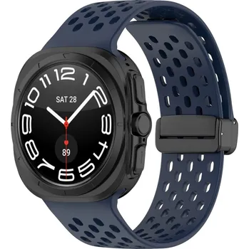 Příslušenství k chytrým hodinkám eses Silikonový dírkovaný řemínek s magnetickou přezkou pro Samsung Galaxy Watch Ultra 47 mm - Modrý