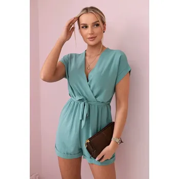 Dámský overall Krátký overal zavazovaný v pase tmavá máta UNI