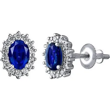 Náušnice Diamantové náušnice princezny KATE z bílého zlata s přírodními safíry a diamanty 0,20 ct DNN2809EGWDBS