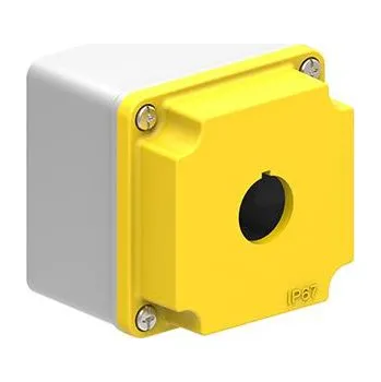 RC model auta LOVATO Electric LPZM1A5 prázdný kovový kryt ovládací skříně pro 1 ovladač, žluto/šedé provedení