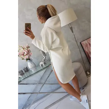 Dámské šaty Šaty s kapucí a bočním rozparkem ecru UNI