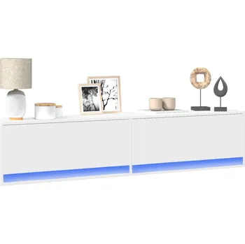 Televizní stolek vidaXL Nástěnná TV skříňka s LED bílá 180 x 31 x 38 cm