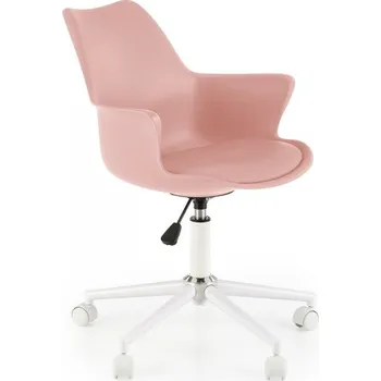 Kancelářská otočná židle GASLY — plast, ekokůže, bílá / růžová
