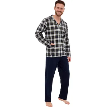 Pánské pyžamo Rozepínací pásnké pyžamo CORNETTE 114/73 grafitová XL 0