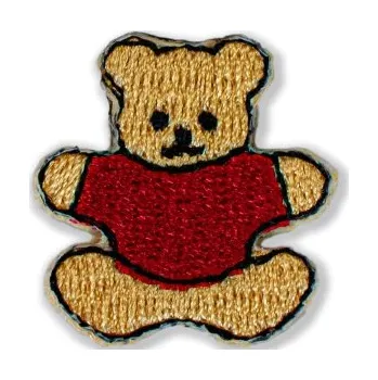Nášivka Nášivka MEDVÍDEK ČERVENÝ zažehlovací - Žlutočervená, 2,5x2,5 cm