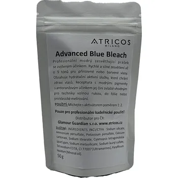 Příslušenství k barvení vlasů Atricos Milano Advanced Blue Bleach – Pokročilý modrý zesvětlovač 50 g
