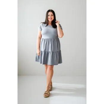 Dámské šaty Dámské tričkové šaty s volány BASIC grey - TRSAVOGRXS