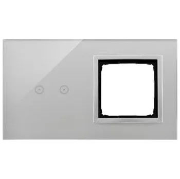 vypínač Simon DSTR220/71 Dotykové panely 2 moduly 2 horizontální dotykové pole, otvor pro příslušenství Simon 54, bouřková/stříbro