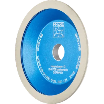 Brusný kotouč Pferd 68612101 | Diamantový brusný kotouč s pojivem z umělé pryskyřice Tvar 11A2/45° 125 x 10 x 2 x 20 mm, D 126, PHT