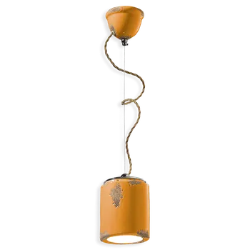 Ferroluce Závěsné retro svítidlo VINTAGE, Ø 12,5 cm, 1xE27 Barva: Žlutá