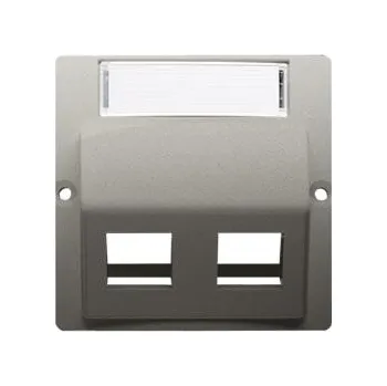 Elektrická zásuvka Simon BMGKS2P/29 Kryt teleinformačních zásuvek pro Keystone šikmé, dvojité s popisným polem saténová