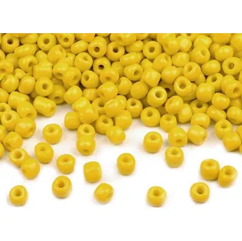 Dětské navlékací korálky Rokajl 6/0 - 4 mm neprůhledný 50g - 42.2 žlutá