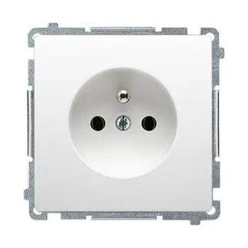 Elektrická zásuvka Simon BMGZ1Z.01/11 Zásuvka jednonásobná s clonkami (strojek s krytem) bílá 16A