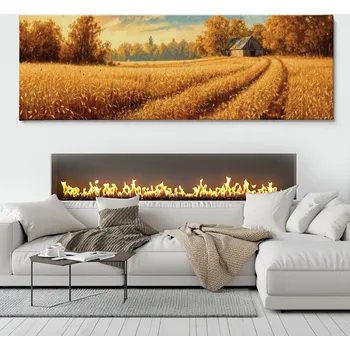 Obraz Obraz na plátně - Opuštěná stodola u zlatavého pole FeelHappy.cz Velikost obrazu: 60 x 20 cm