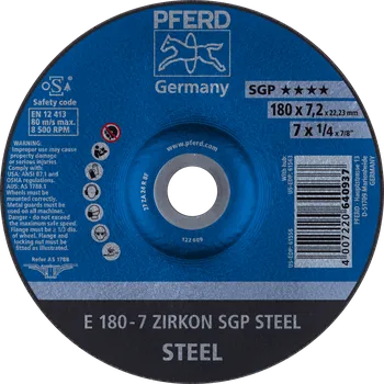 Brusný kotouč Pferd 62217737 | Brusný kotouč 180 x 7,2 x 22,23 mm, ZIRKON SGP STEEL