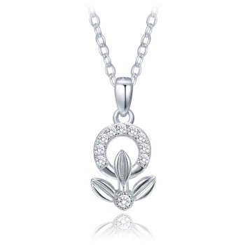 Náhrdelník MINET Elegantní stříbrný náhrdelník kytička s bílými zirkony