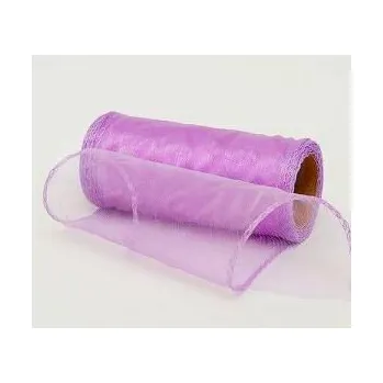 Svatební dekorace Lesklá organza obšitá, barva FIALOVÁ LILA, 12cm x 9,1 m, 1ks