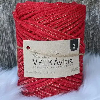 Příze Velká vlna Špagát 3mm Vlčí mák s lurexem (Špagátová příze 3mm Mak divý so zlatom)