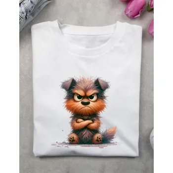 Dámské tričko Dámské tričko - Naštvaný pejsek Barva: Bílá, Velikost: 3XL