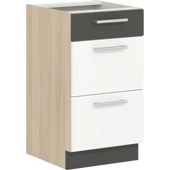 Kuchyňská linka RUTHIN, dolní skříňka D45S3 se 3 šuplíky, bílý lesk + vyzvednutí ZDARMA