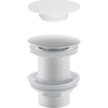 CERANO - Umyvadlová výpusť - 5/4“ click-clack bez přepadu + kryt z litého mramoru - bílá matná