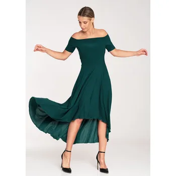 Dámské šaty Asymetrické šaty s odhalenými rameny M1032 FIGL Barva: Zelená, Velikost: M