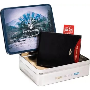 Peněženka Peterson Pánská peněženka v dárkové krabici - PTN 366.01 2-1-1 BLACK / RED RFID