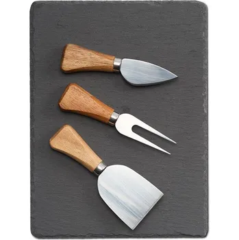 Zeller Present Sada na servírování sýrů, 24 × 18 × 0,5 cm, břidlice, nerezová ocel, kaučukové dřevo&nbsp;25594