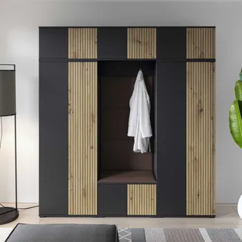 Předsíňová stěna Předsíňová stěna Ross 4 - černá/dub Artisan Barva čalounění: Tmavě hnědá - Trinity 08