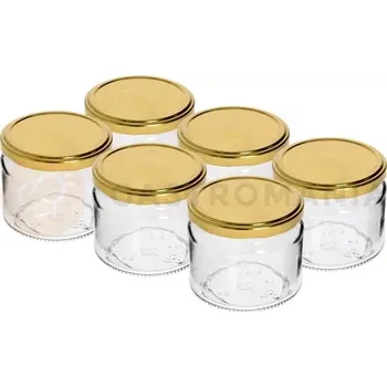 Sklenice Zavařovací nízká sklenice Twist-off 330 ml se zlatým víčkem Ø 82/6 - 6 ks | BROWIN, 132331